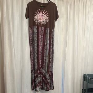 Brown Patterned John Deere Maxi Dress